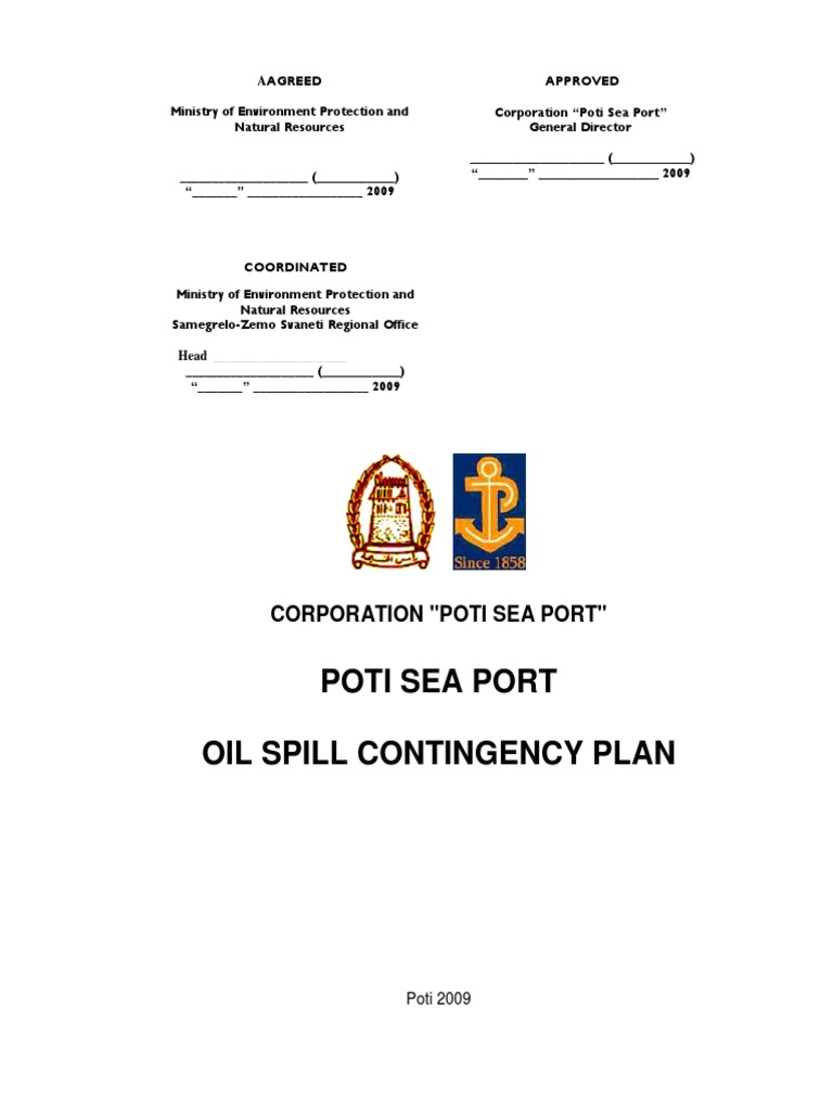 Poti Sea Port Oil Spill Contingency Plan PDF Oil Spill Search And