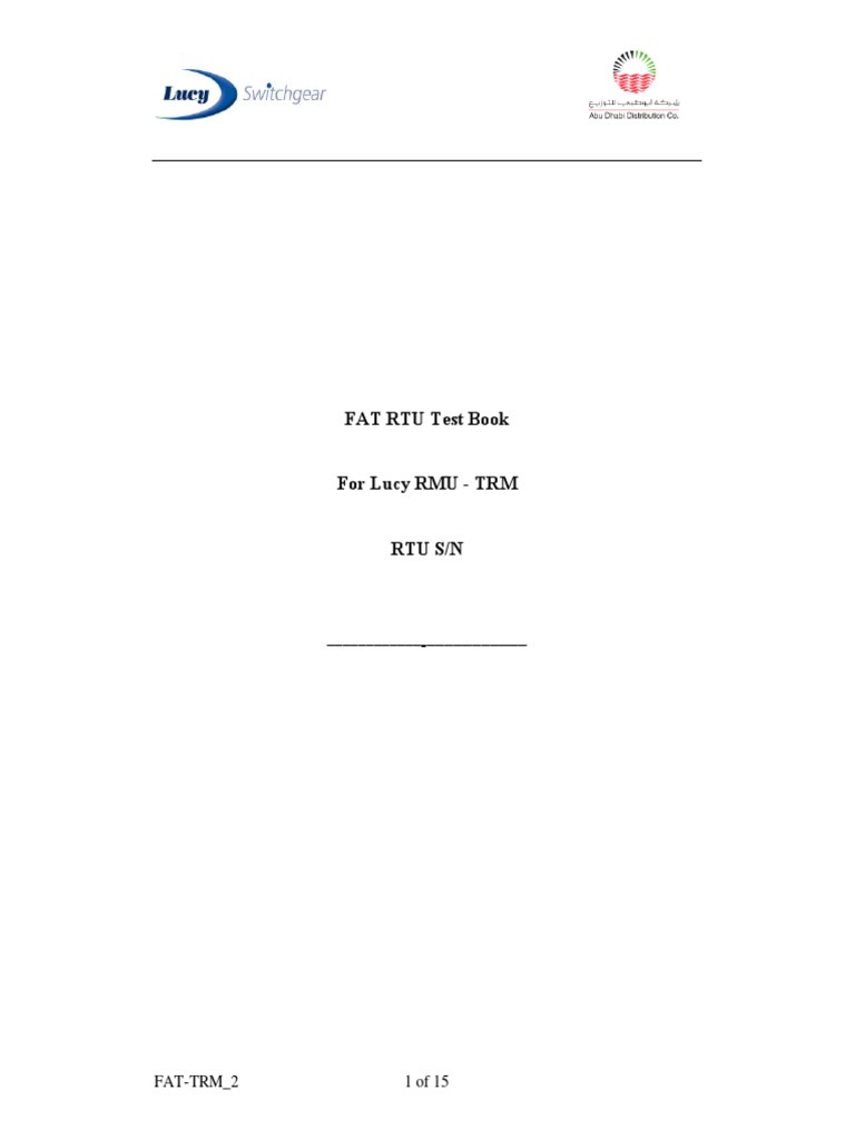 RTU FAT Test Book for Lucy RMU | PDF | Verification And Validation ...