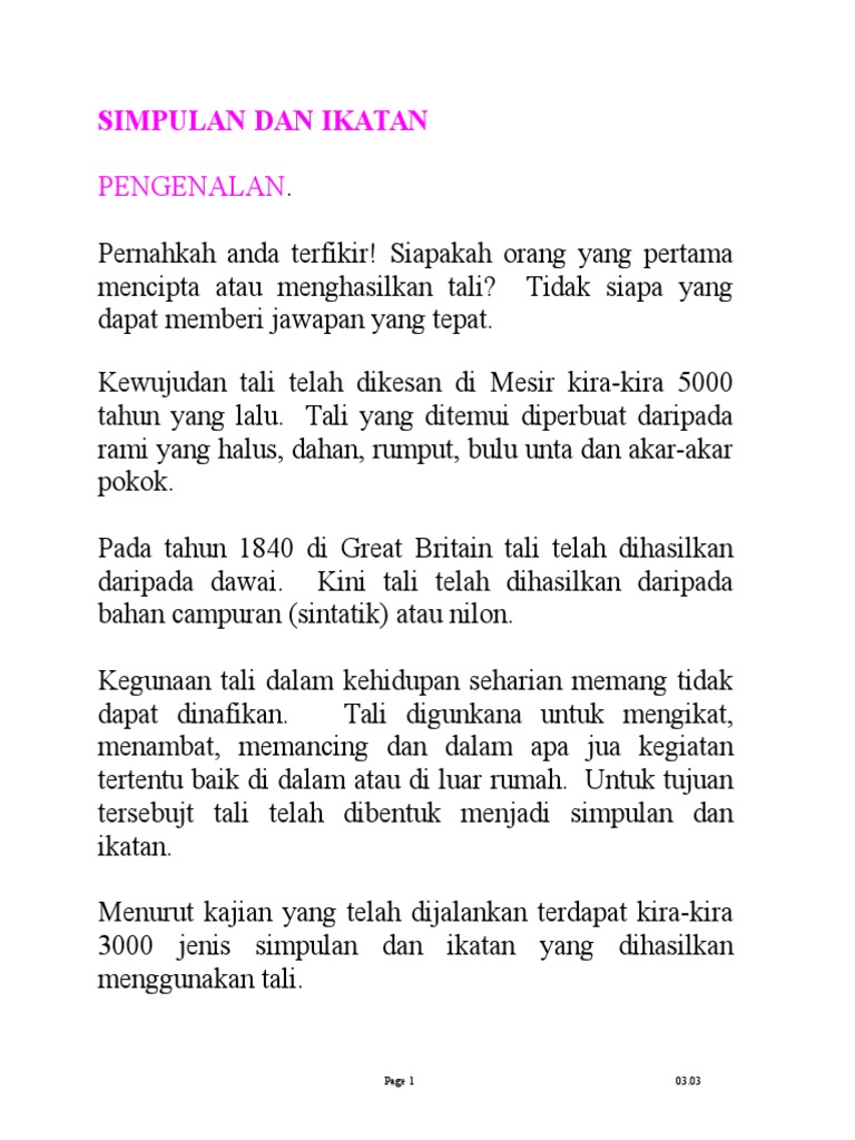 Panduan Simpulan dan Ikatan Tali | PDF | Griya & Taman