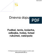 Dnevna Dopuna: Fudbal, Tenis, Košarka, Odbojka, Hokej, Futsal Rukomet, Vaterpolo