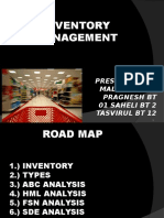 Inventory Management: Presented By: Malvika BT 11 Pragnesh BT 01 Saheli BT 2 Tasvirul BT 12