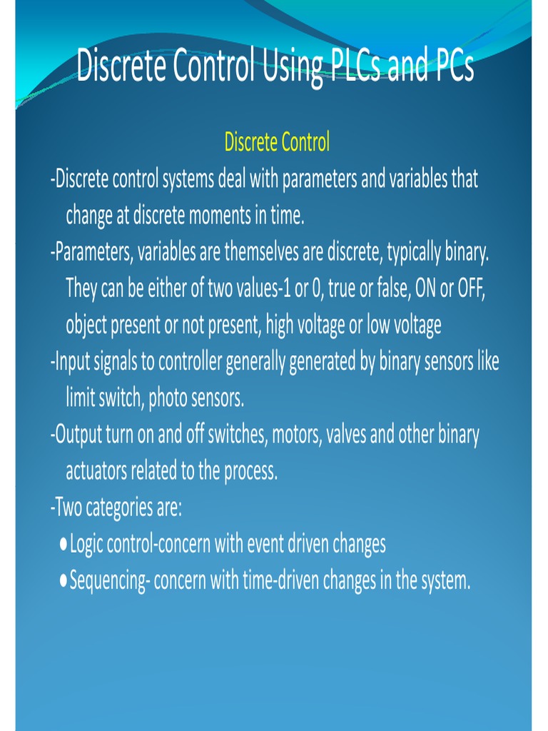 Chapter 9 - Discrete Control Using PLC and PC | PDF | Programmable ...