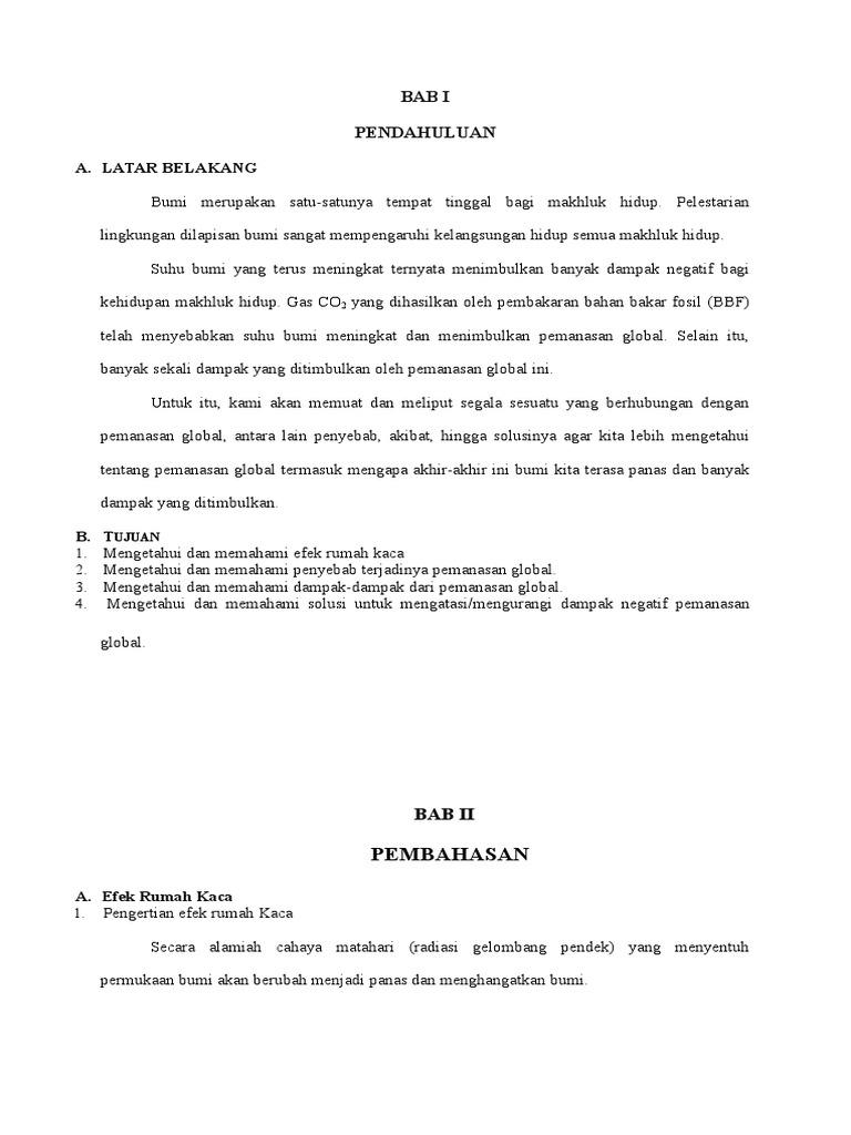 Makalah Efek Rumah Kaca Dan Pemanasan Global