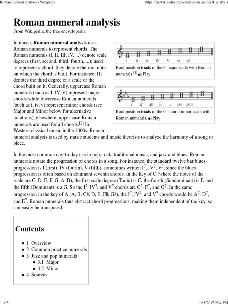 Roman Numeral Analysis - Wikipedia | Chord (Music) | Musicology