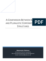 A Comparison Between Monistic and Pluralistic Corporate Board Structures by Mahmudur Rahman