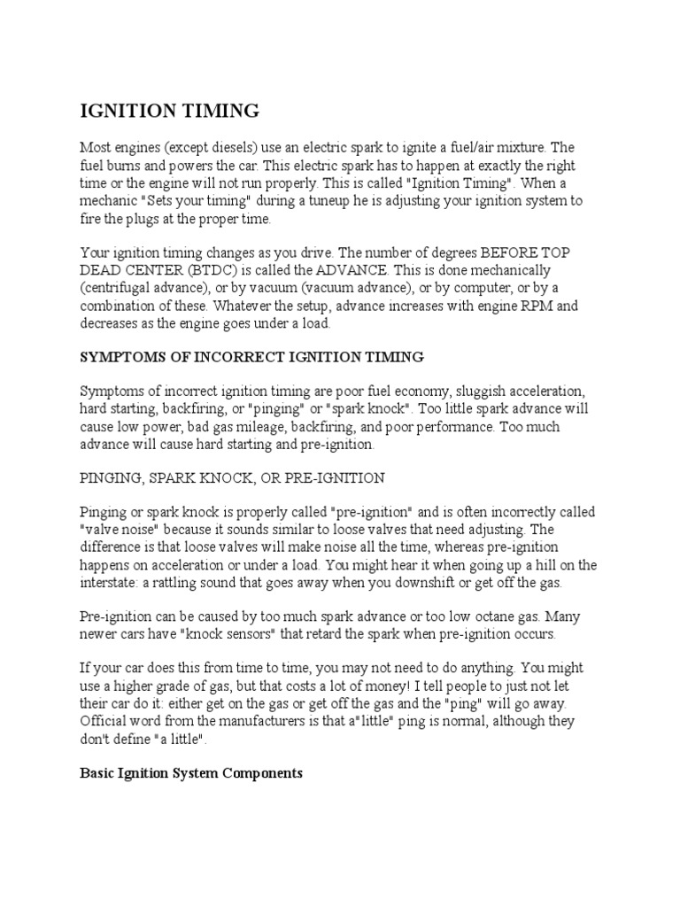 Ignition Timing PDF Distributor Ignition System