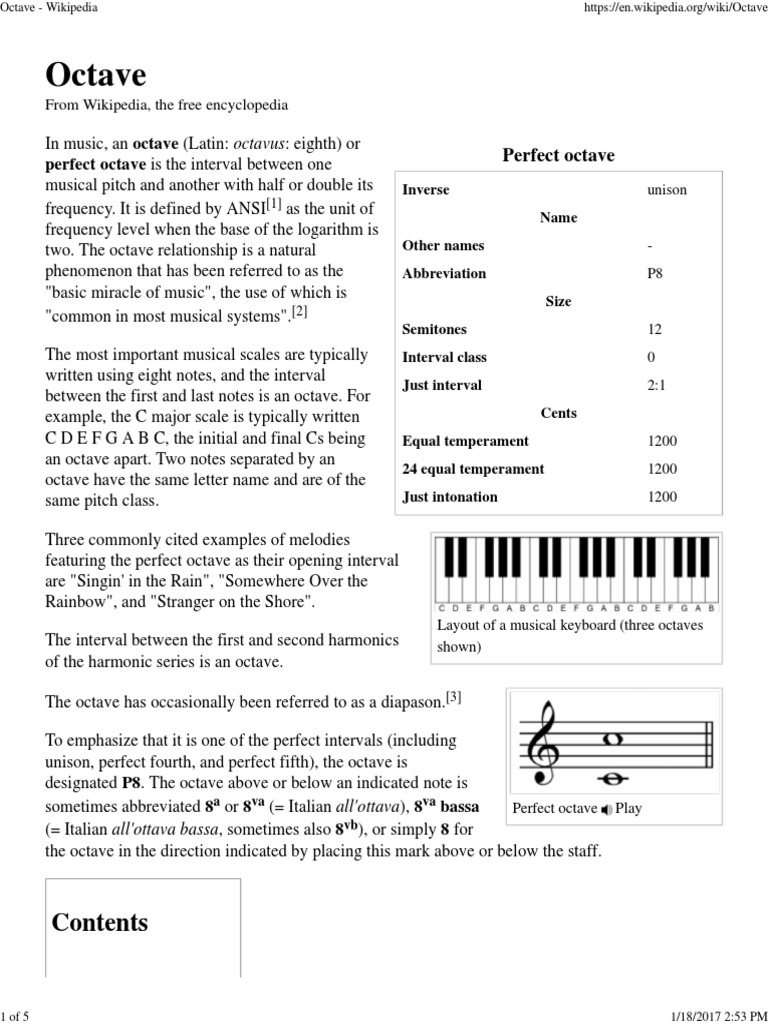 Octave Wikipedia PDF Pitch (Music) Musical Notation