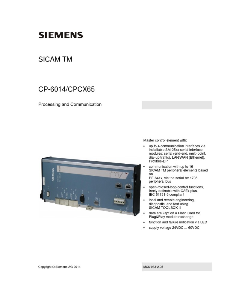 Sicam TM: Processing and Communication | PDF | Programmable Logic ...