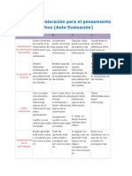 FORMA#4, Matriz de Valoración para El Pensamiento Crítico (Autoevaluación)