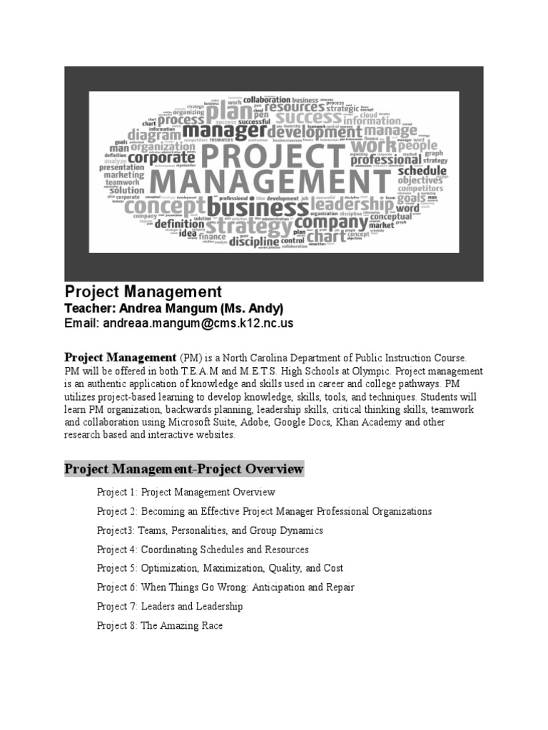 Project Management Course Overview | PDF | Classroom | Project Management