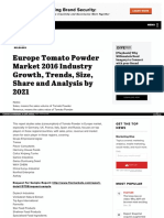 Europe Tomato Powder Market 2016 Industry Growth, Trends, Size, Share and Analysis by 2021 Taj Pharmaceuticals Ltd, Taj Agro