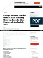 Europe Tomato Powder Market 2016 Industry Growth, Trends, Size, Share and Analysis by 2021 Taj Pharmaceuticals LTD, Taj Agro