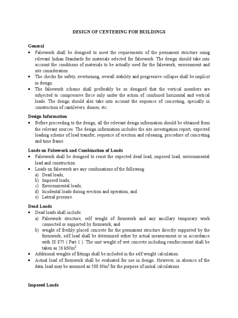 Centering Design for Building Construction | PDF | Structural Load ...