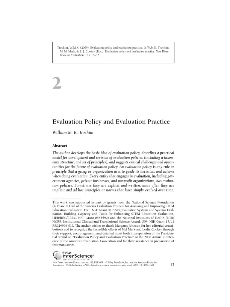 Evaluation Policy and Evaluation Practice | PDF | Hierarchy | Needs ...