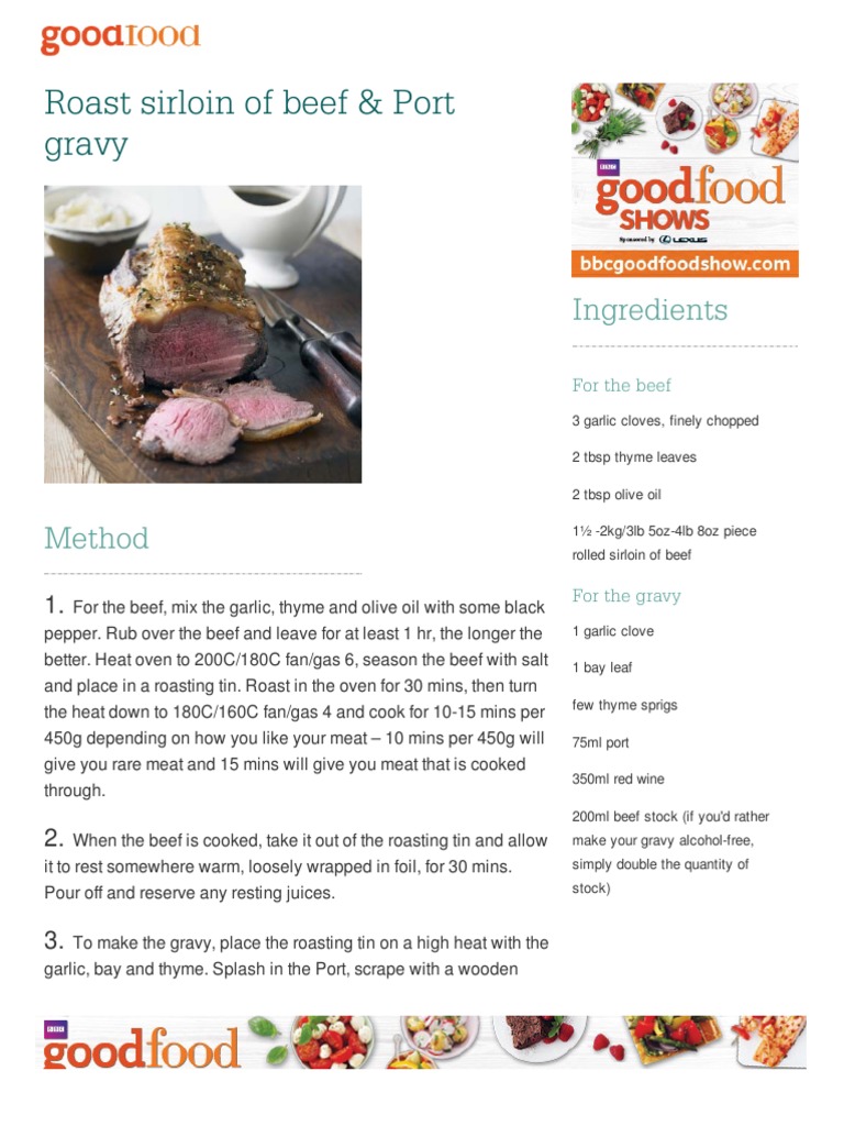 Roast Sirloin Beef With Port Gravy PDF