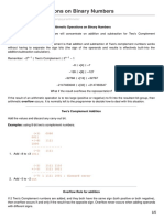 Arithmetic Operations On Binary Numbers