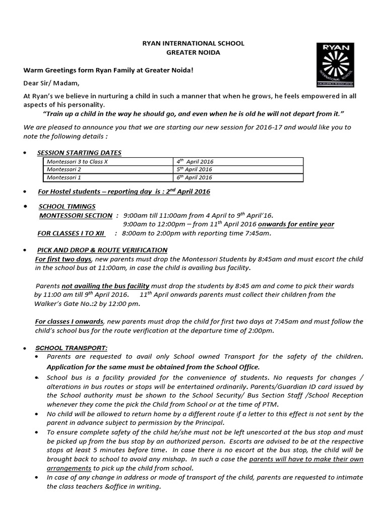 New Session Start Notice 2016-17 | PDF | Wellness