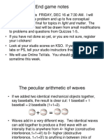 Final exam notes and light wave interference