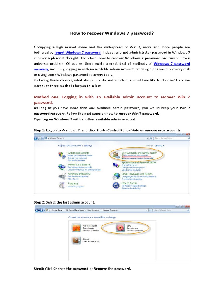 Recovering Windows 7 Passwords Made Easy | PDF | Password | Microsoft ...