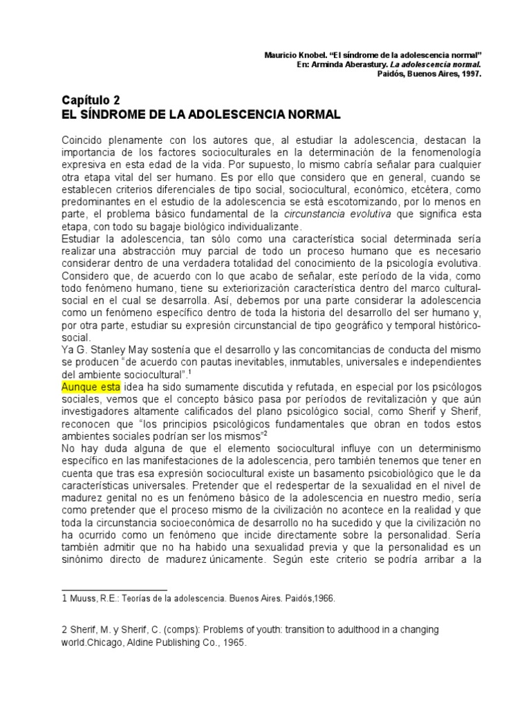Capitulo 2Síndrome de La Adolescencia Normal Adultos
