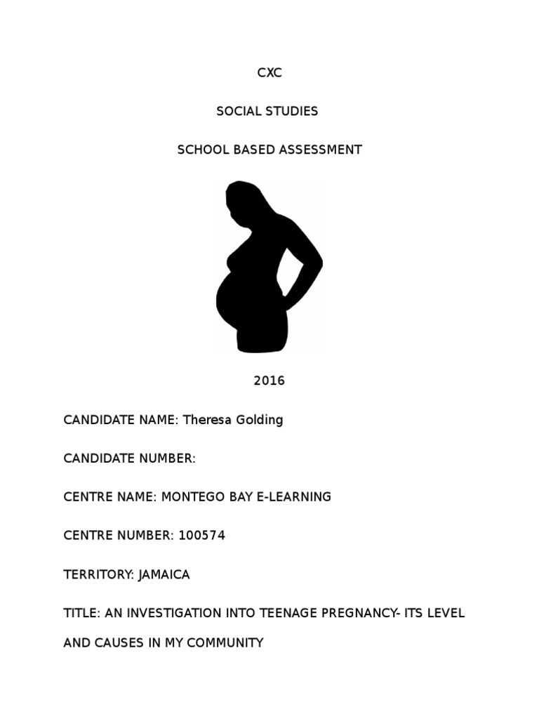 Social Studies CXC SBA Adolescence Teenage Pregnancy