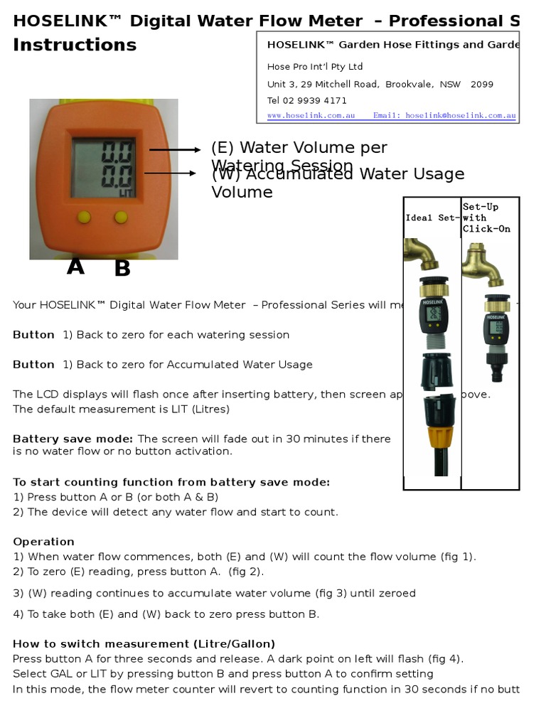 Water Flow Meter Instruction - TK | PDF