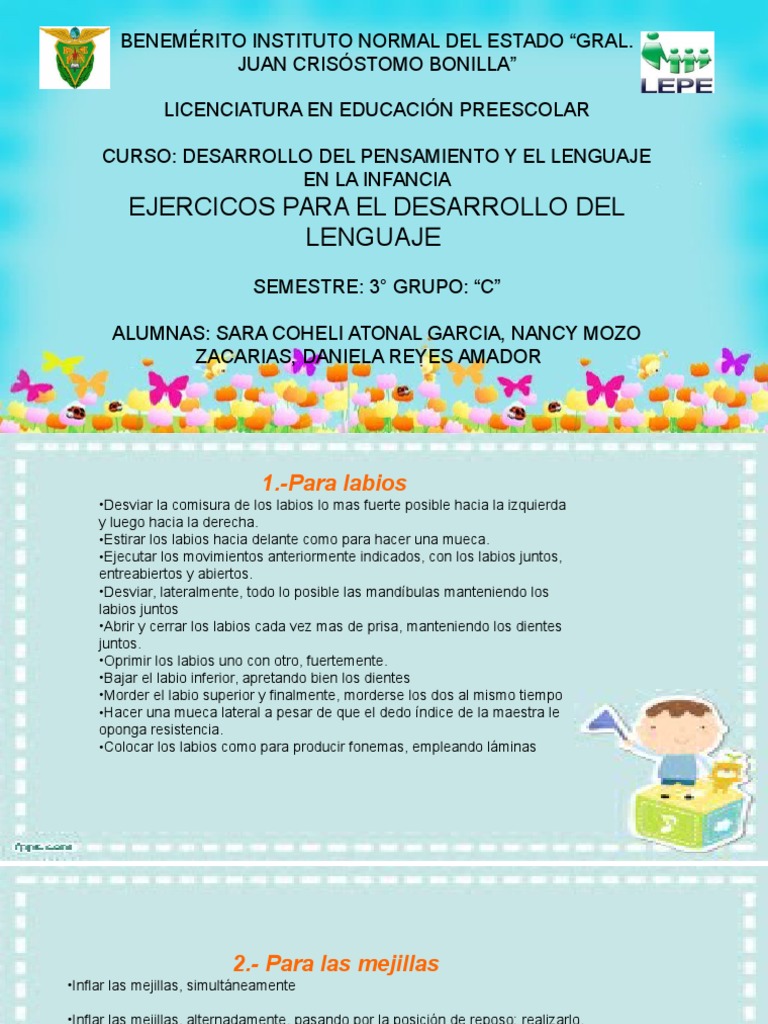 Ejercicios para Estimular el Lenguaje Infantil | PDF | Artes del ...