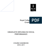 RCM Graduate Diploma in Vocal Performance 2010-11 Course Handbook