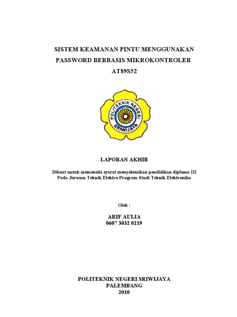 Sistem Keamanan Pintu Berbasis Mikrokontroller AT89S52 | PDF