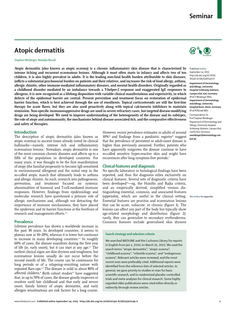 Atopic Dermatitis-The Lancet | PDF | Dermatitis | Allergy