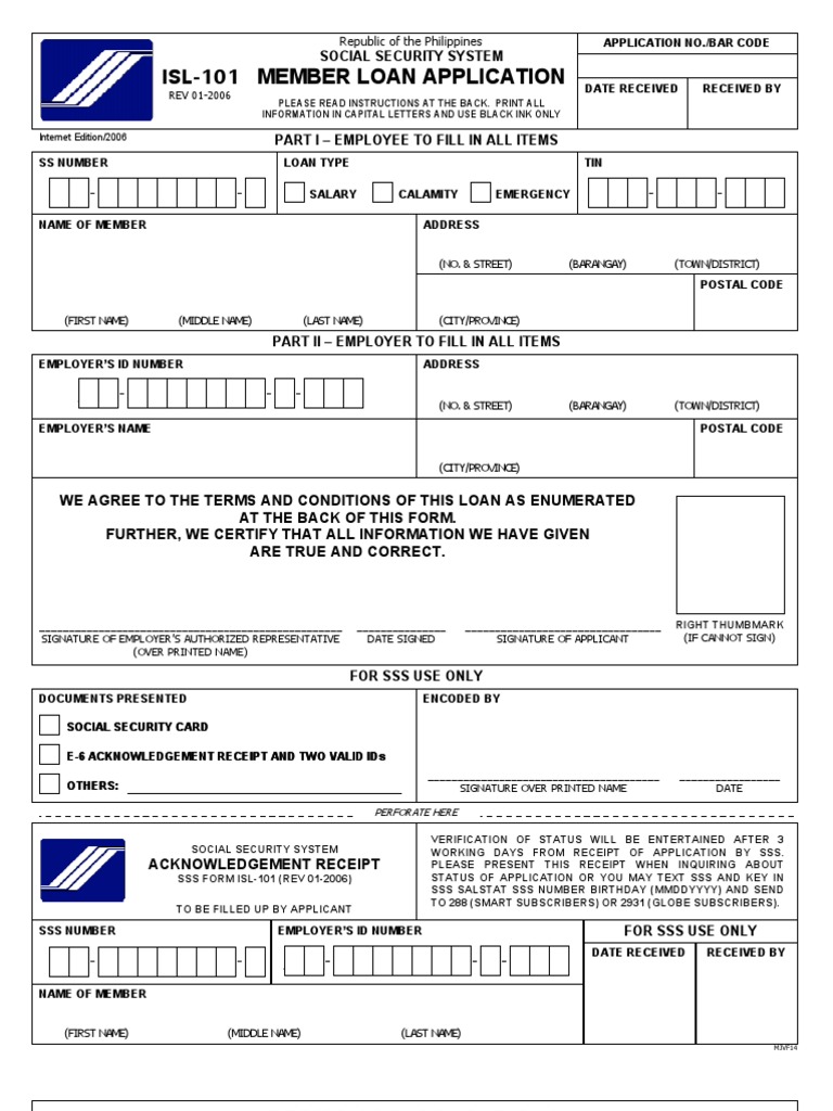 SSS Member Loan Application Form