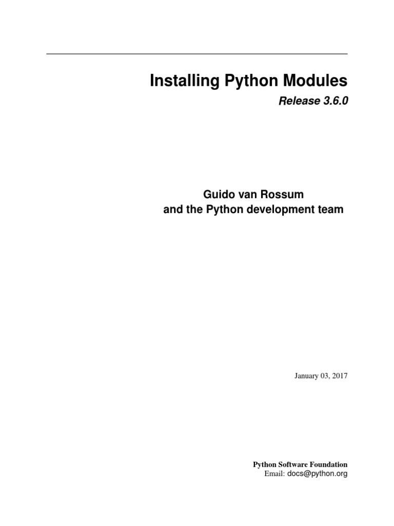 Installing Python Modules: Release 3.6.0 | PDF | Parameter (Computer ...