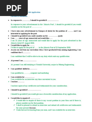 Application Letter and Job Application