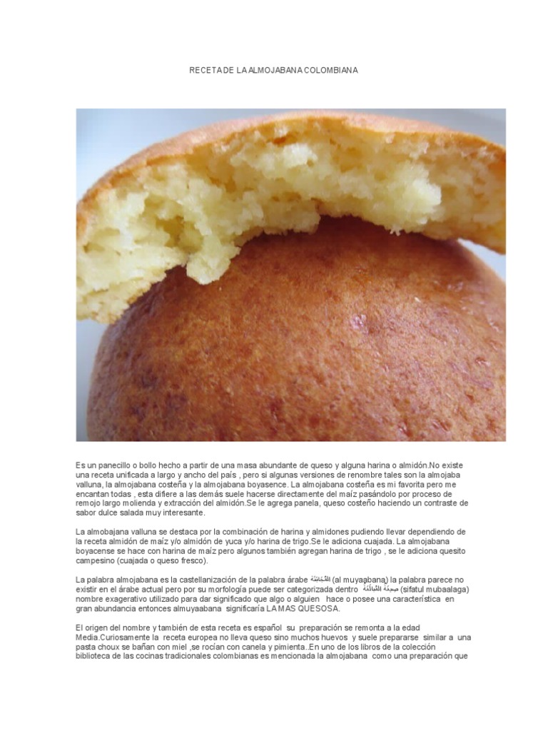 Receta de La Almojabana Colombiana | PDF | Queso | Maíz