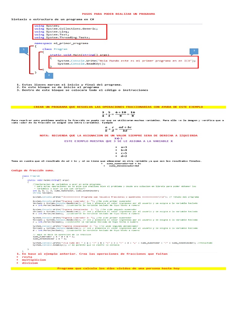 Ejemplos de Programa en C++ | Descargar gratis PDF | Programa de ...