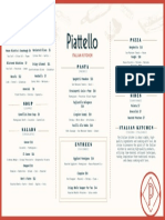 Piatello Italian Kitchen Dinner Menu Dallas Fort Worth PDF