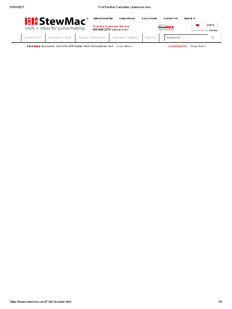 Fret Position Calculator Stewmac 1 PDF Irish Musical Instruments