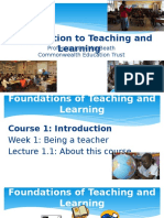 Introduction To Teaching and Learning: Professor John Macbeath Commonwealth Education Trust