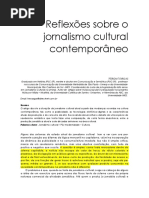 Reflexões Sobre o Jornalismo Cultural Contemporâneo