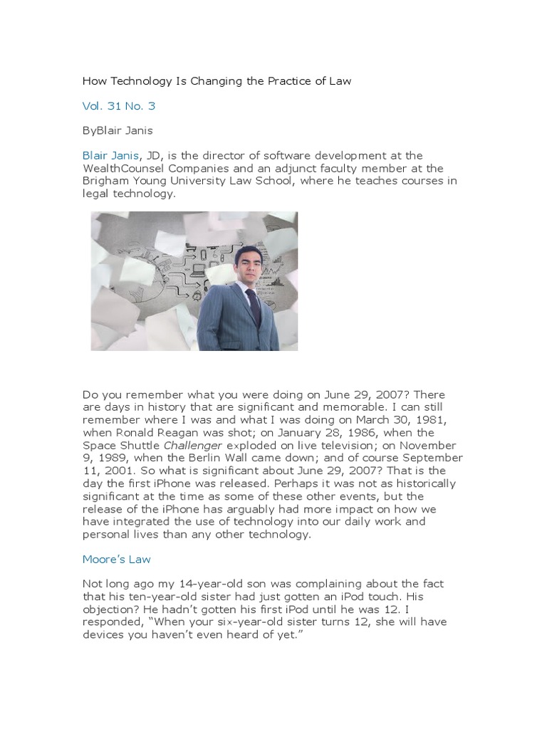 Impact of Technology on Legal Practice | PDF | Artificial Intelligence ...