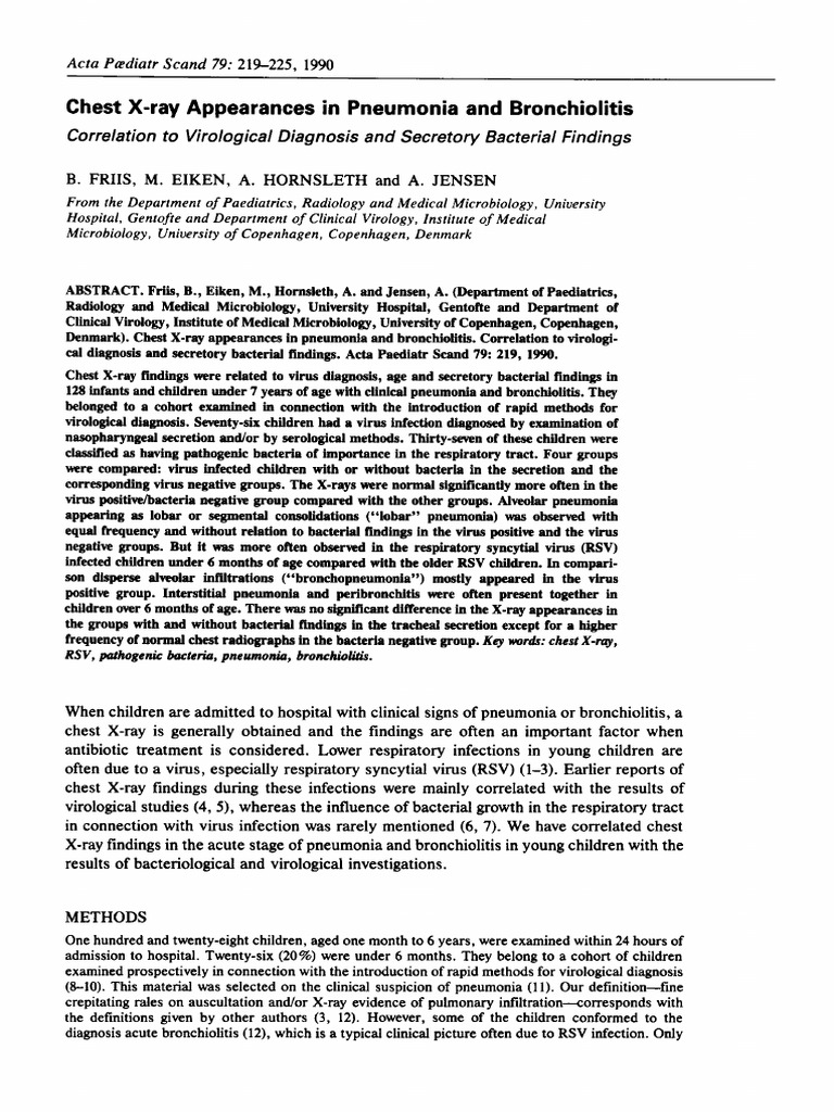 Chest XRay Appearances in Pneumonia and Bronchiolitis PDF
