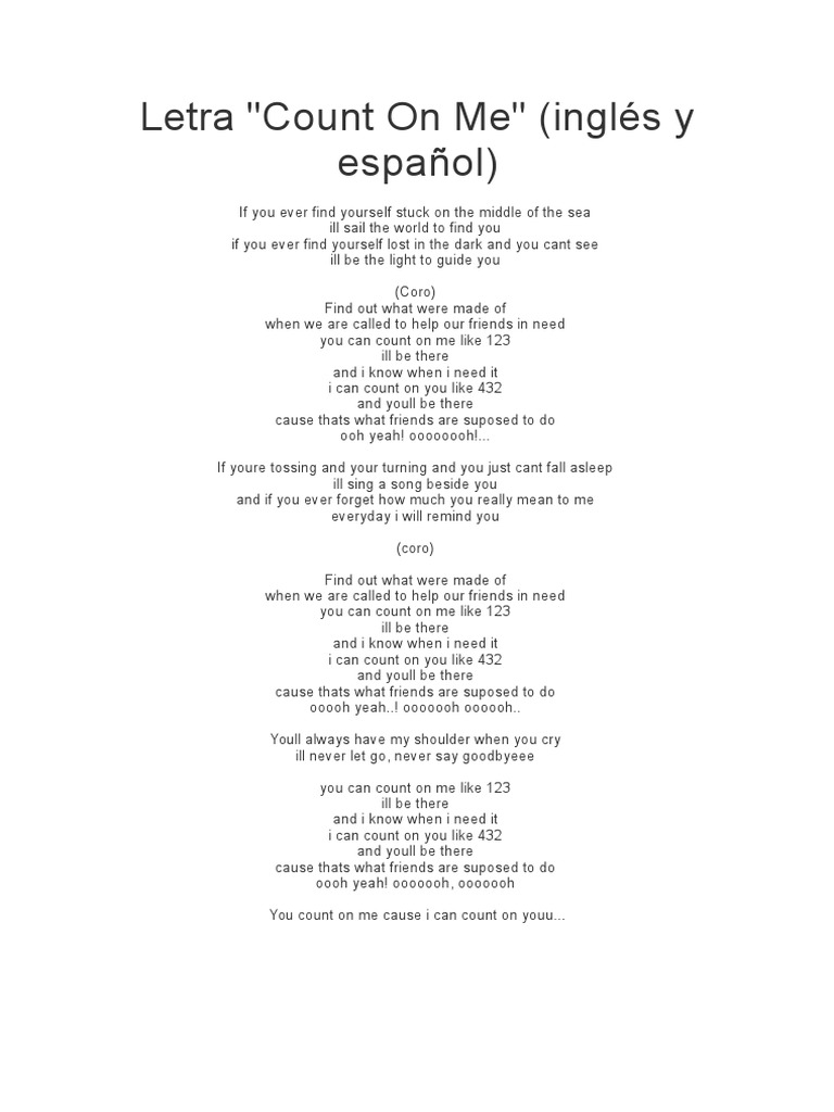 Count On Me PDF Música pop Canciones pop