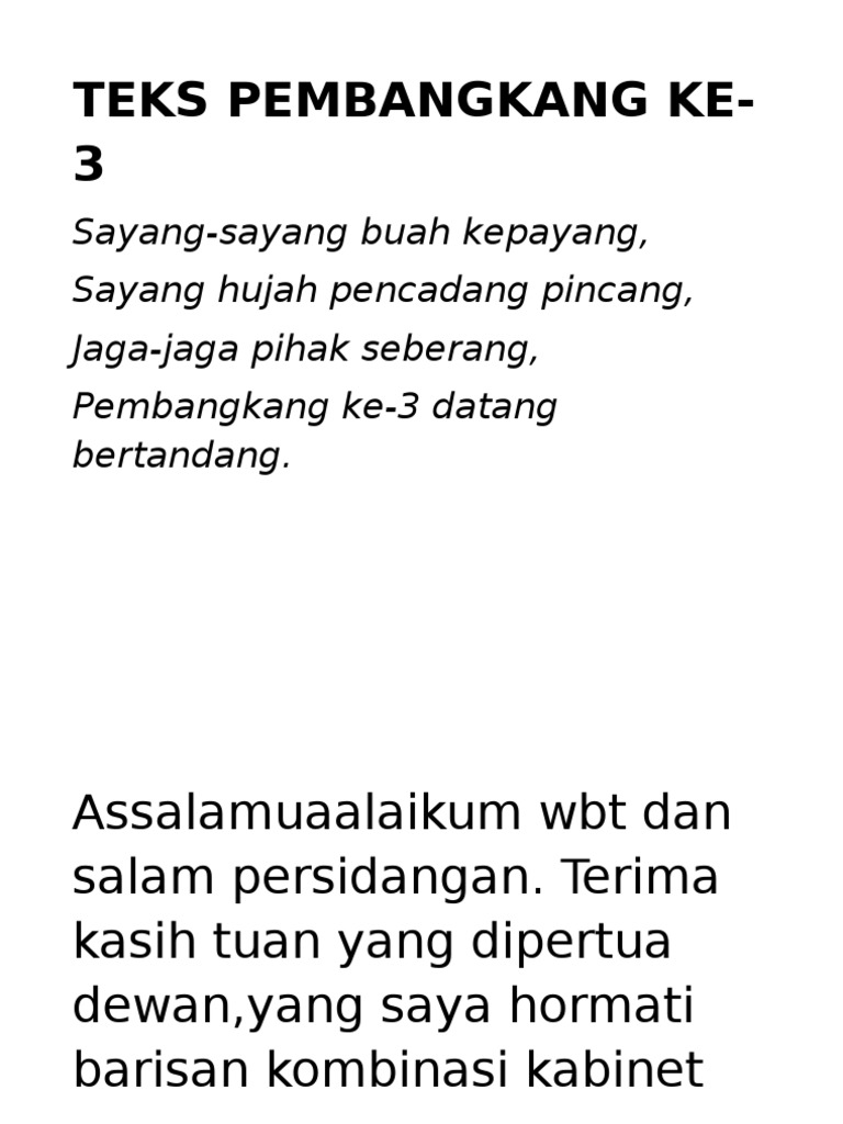 Contoh Teks Pembangkang Pertamadebat Bahasa Melayu