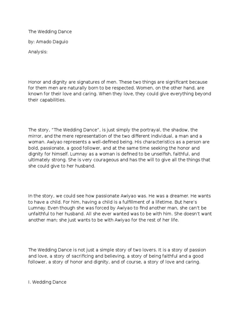 The Wedding Dance Plot (Narrative) Narration