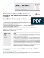 Exámenes de Laboratorio de Rutina Innecesarios en Pacientes Referidos para Atención Por Servicios Quirúrgicos