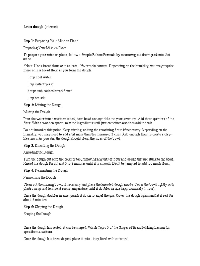 Lean Dough Recipe Dough Flour