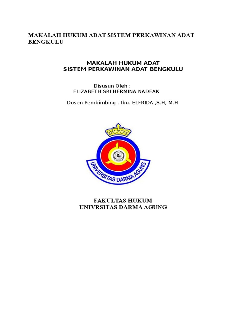 Makalah Hukum Adat Sistem Perkawinan Adat Bengkulu