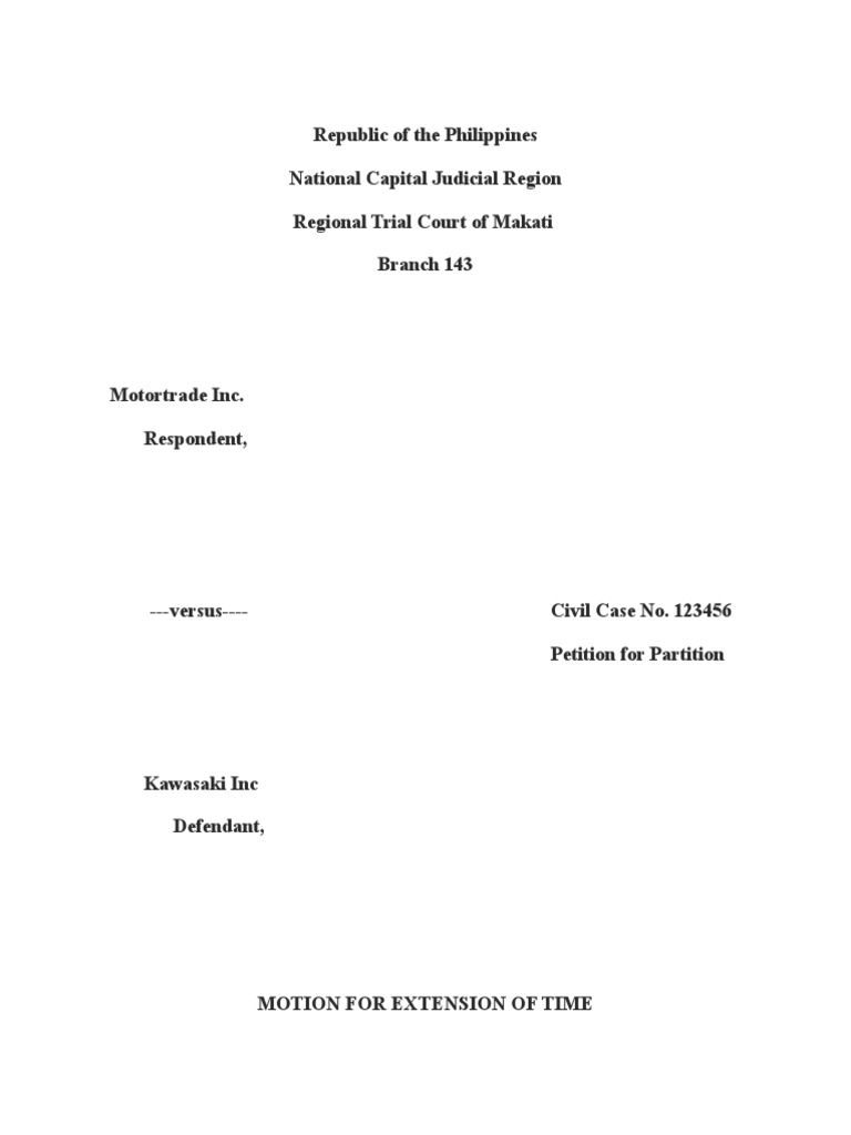 Motion for Extension of Time to Answer | PDF