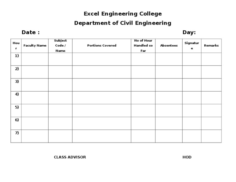 Class Log Book PDF Science Engineering