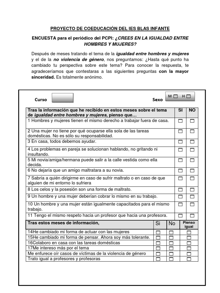 Encuesta Igualdad Entre Hombres y Mujeres